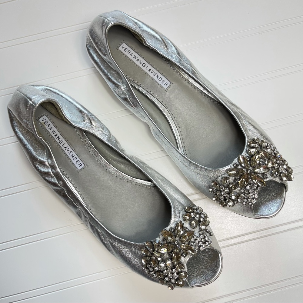 VERA WANG LAVENDER • Embellished Peep Toe Flats